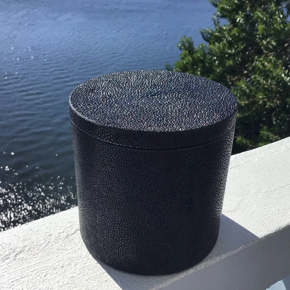 Pigeon Poodle Large Manchester Bath Collection Black Realistic Faux Shagreen
